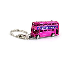 Die Cast Metal Pink Double Becker Bus Keyring
