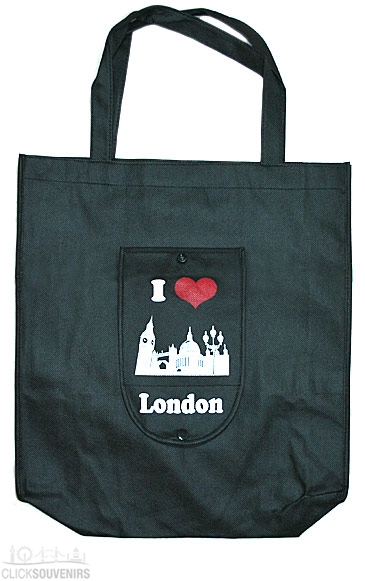 Black Folding London Shopping Bag