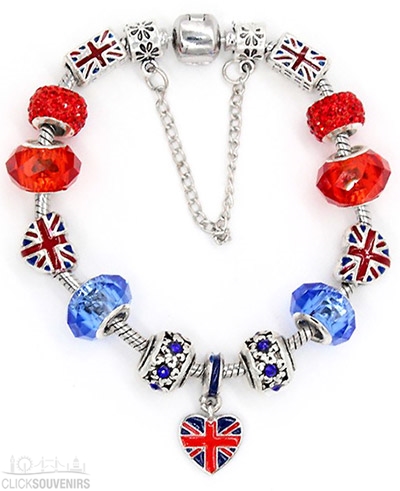 London Bracelet with Union Jack Bus Charms