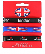 Gift Set of 3 Union Jack Silicone Wristbands