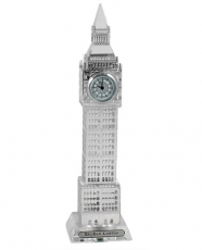 17cm Light Up Silver Plated Crystal Big Ben Clock