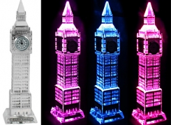 Medium Silver Plated Crystal Big Ben Clock with Colour Changing Lights 