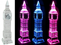 Silver Plated Crystal Big Ben Clock with Colour Changing Lights