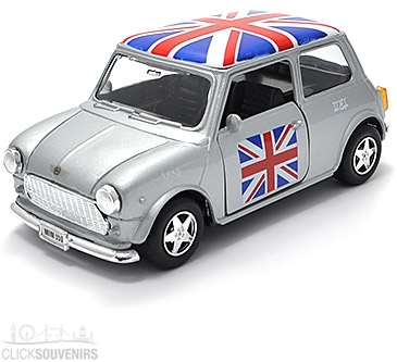 Pullback Silver Union Jack Mini Cooper Model Car