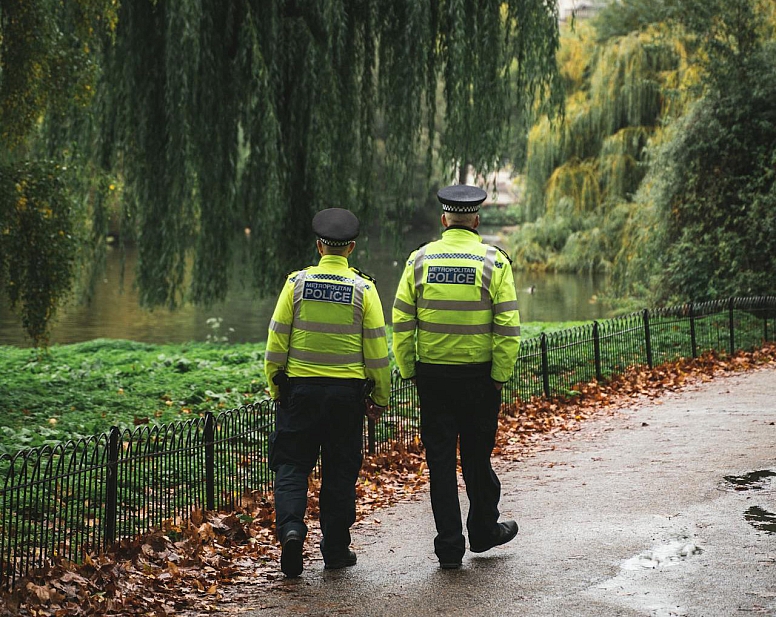 police on patrol in a london park